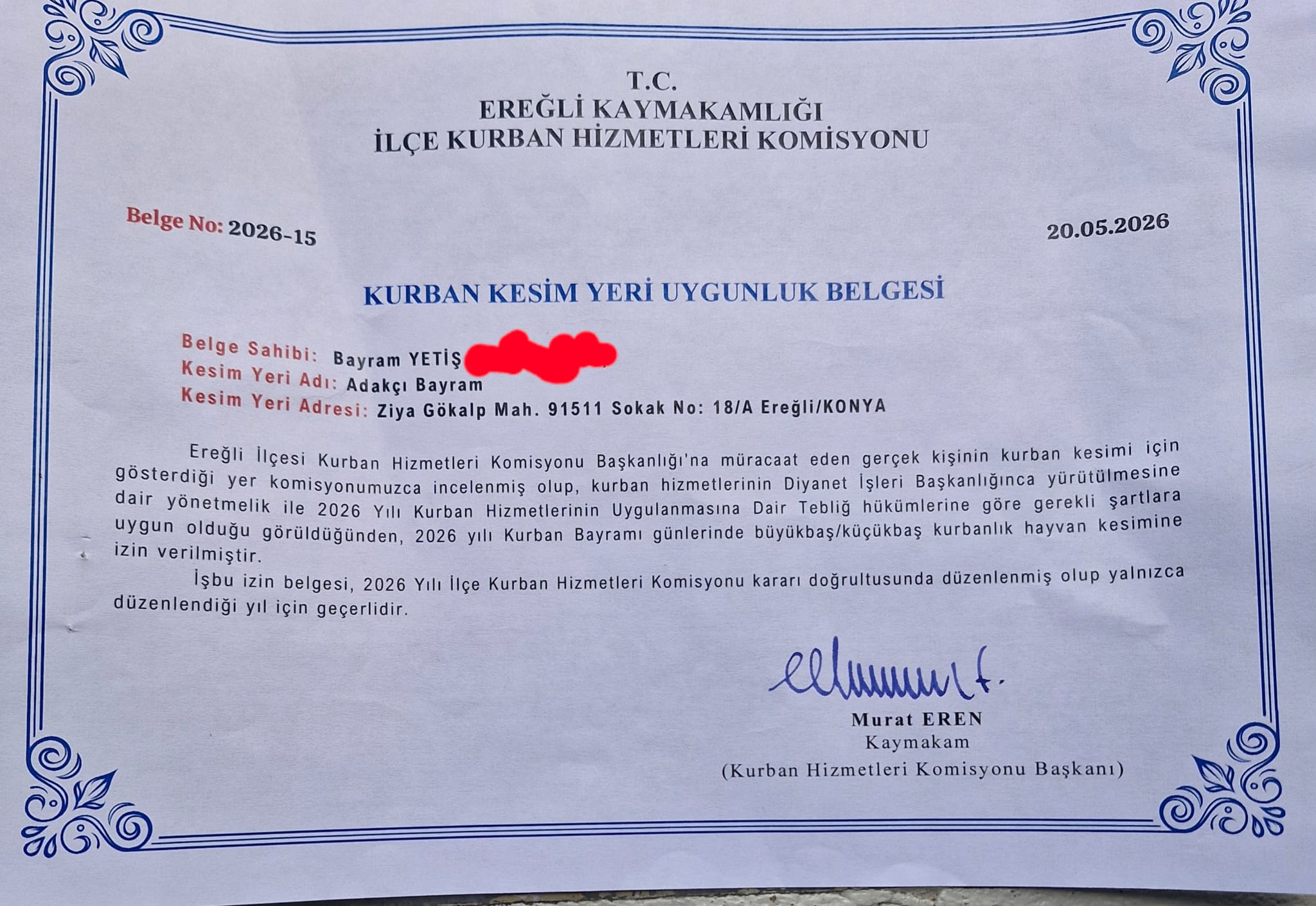 Kurban Kesim Uygunluk